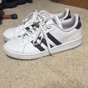 Adidas Classic White Sneakers with Black Stripes